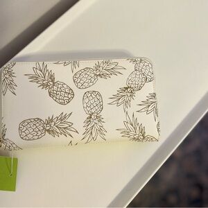 Deux Lux white and gold Biscayne Pineapple Print Wallet